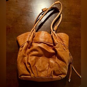 Genuine Leather Slouchy Tote – Cognac/Tan – Soft Italian Leather Shoulder Bag